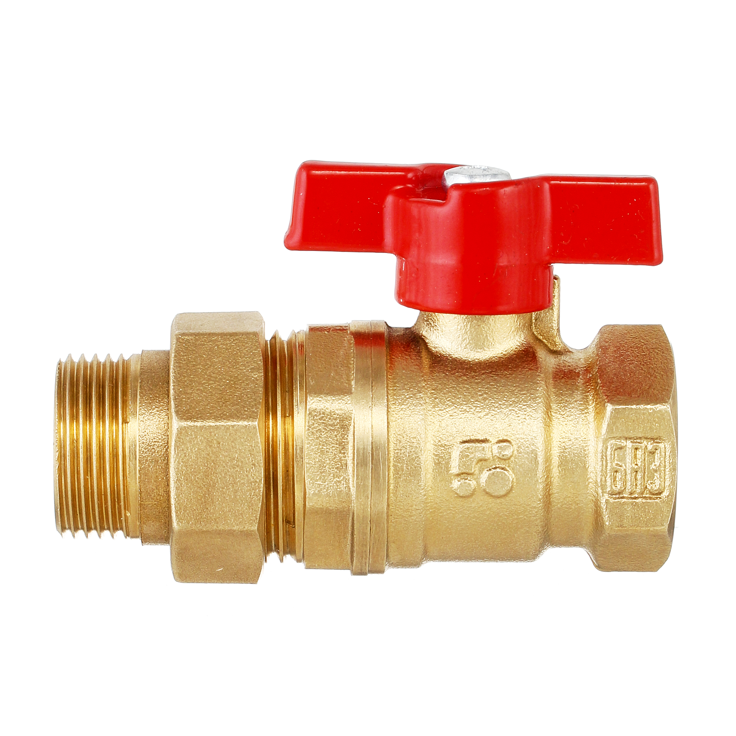 Кран шаровый латунныйБАЗ  11б27п1 вода НР/ВР Ду 15 (1/2") Ру 40 бабочка американка