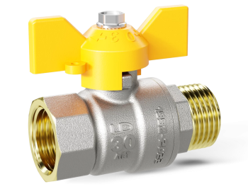 Кран шаровый латунный LD Pride  газ ВР/НР Ду 20 (3/4") Ру 40 бабочка 