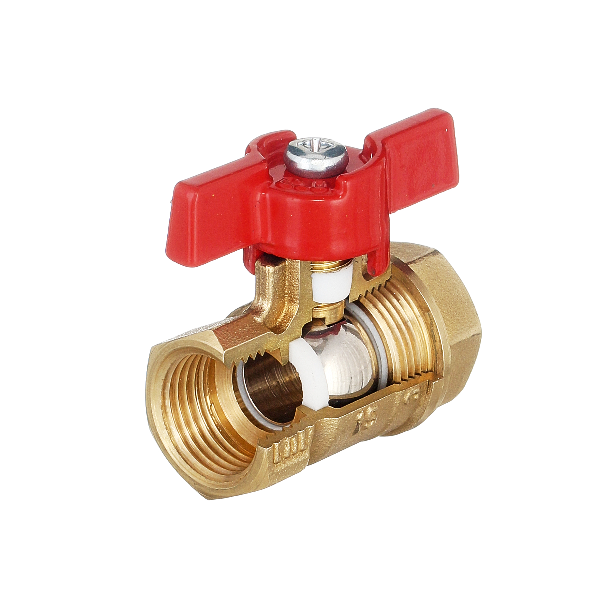 Кран шаровый латунныйБАЗ  11б27п1 вода ВР/ВР Ду 15 (1/2") Ру 40 бабочка 