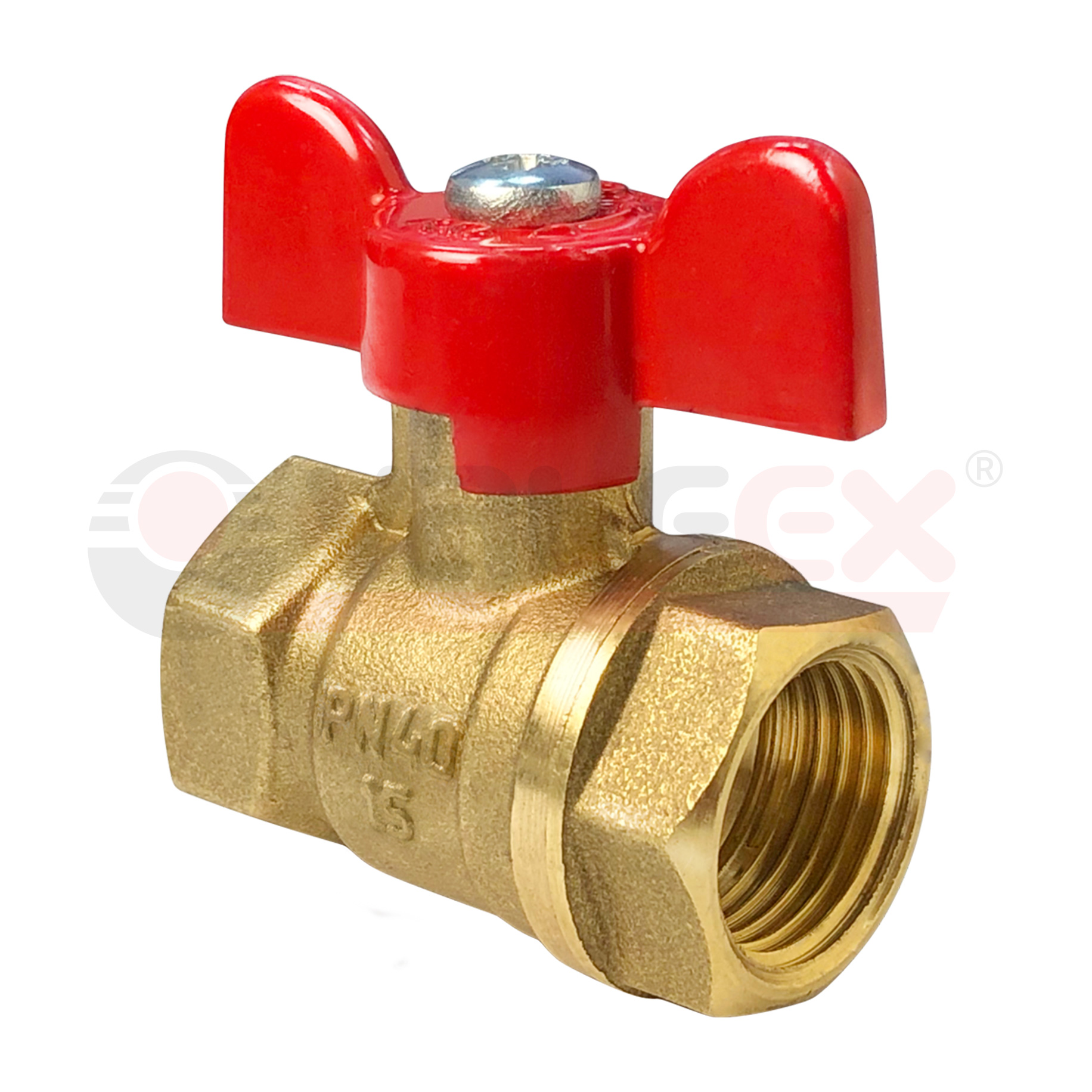 Кран шаровый латунныйVALFEX STANDART 11б27п1 вода ВР/ВР Ду 20 (3/4") Ру 40 бабочка 